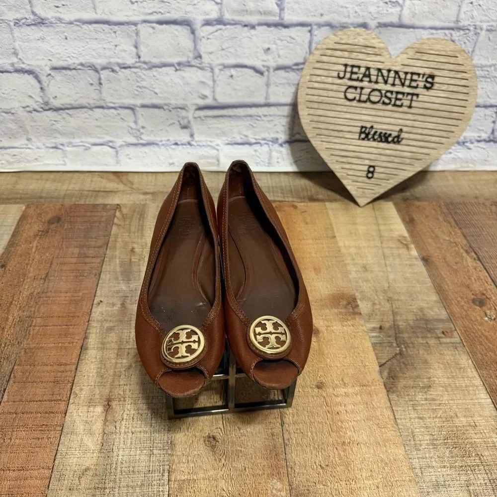 Tory Burch Brown Leather‎ Carol Wedge heels - 8.5